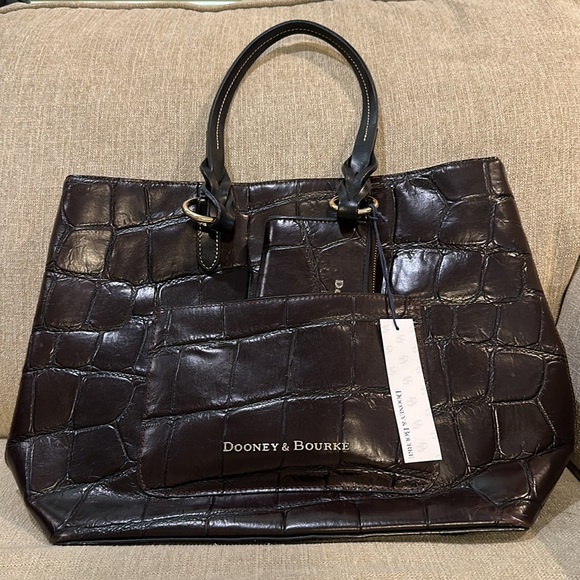 Nwt Dooney & Bourke exotic Denison croc 1975 Vintage tote & wallet set - Picture 1 of 8